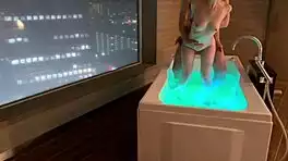 personal shoot cute santa babe breast sucked in bath