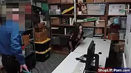 Loss Prevention Officer Ravages Teen Shoplifter's Tight Pussy in Store Backroom