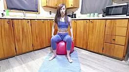 girl gets uncontrollably horny humping ball to squirting bliss