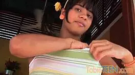 Tight Colombian Brunette Tobie Fingers Petite Pussy in Solo Tease