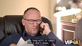 Hey, check out this sexy blonde with long legs and big natural tits getting fucked in her job interview