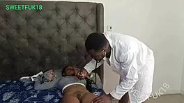 oh damn this doctor rips my clothes and pounds my young pussy with his huge black cock doggystyle!