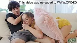 nikole nash sneaks in to suck ricky spanish's cock from his solo jerk session