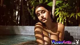 smoking hot claudia tihan strips naked outdoor in tropical paradise uh