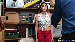 Think you can shoplift? Naughty teen punished with deep office pounding