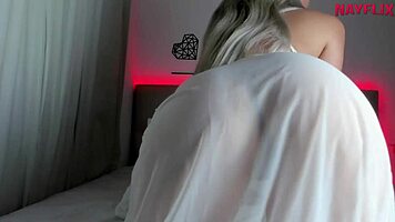 I twerk my ass in see-through nightgown.