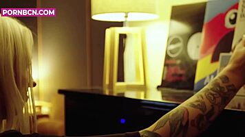 Chubby blonde teen masturbates solo with big tits.