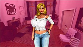 Curvy stepmom's friend milf in hentai game