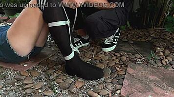 How should I punish her? By tickling those sexy bound feet?