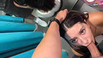 Risky sex hard facefuck 24yo beauty in mass market fitting room - eye rolling oral creampie