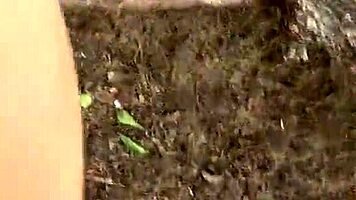 amateur teen couple fucks outdoors in woods