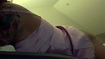 I cum hard in pink satin lingerie, horny milf masturbating with dildo