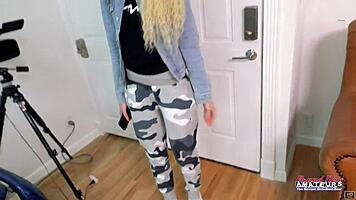 skinny blonde cutie sassy enjoys sucking a big hard cock and gets jizzed