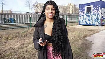 German Scout - Latina Ebony Vicky Menage With Big Saggy Tits Pick Up For Casting Fuck