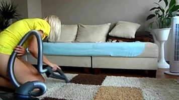 sophie vacuums pussy with dildo in tight miniskirt 😜🧹