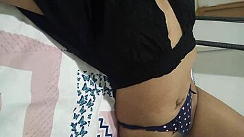 hot teen waits naked on bed fingering tight pussy for rough fuck