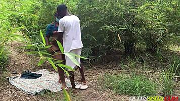 Lost university girl fucked every way by forest bikers