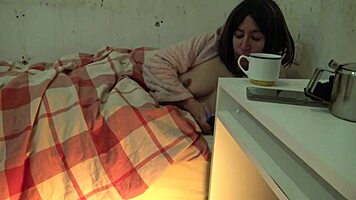 stepmother spreads hairy pussy for 19 year old stepson creampie deep inside