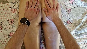 Perfect ass gets anal massage blowjob and rough doggy pounding